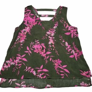Women's A.N.A. Sleeveless Floral Top Sz L